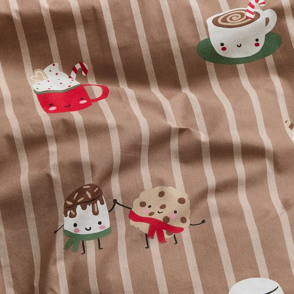 H&M Brown Striped Duvet Cover with Cute Design